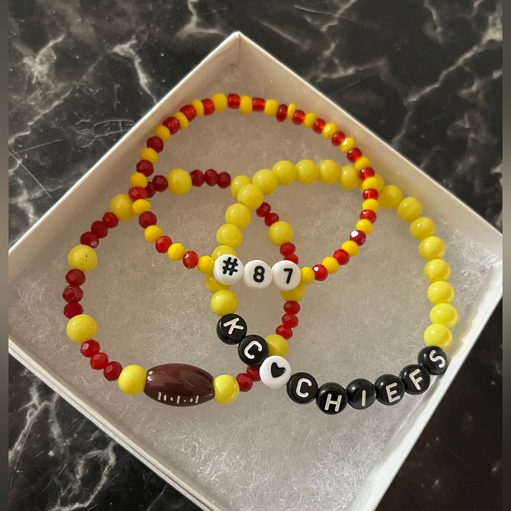 Handmade Kansas City Chiefs Friendship Bracelet Set